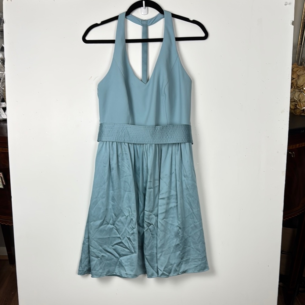 WHITE VERA WANG SZ 8 Elegant Blue Halter Dress PRELOVED party cocktails luncheon
